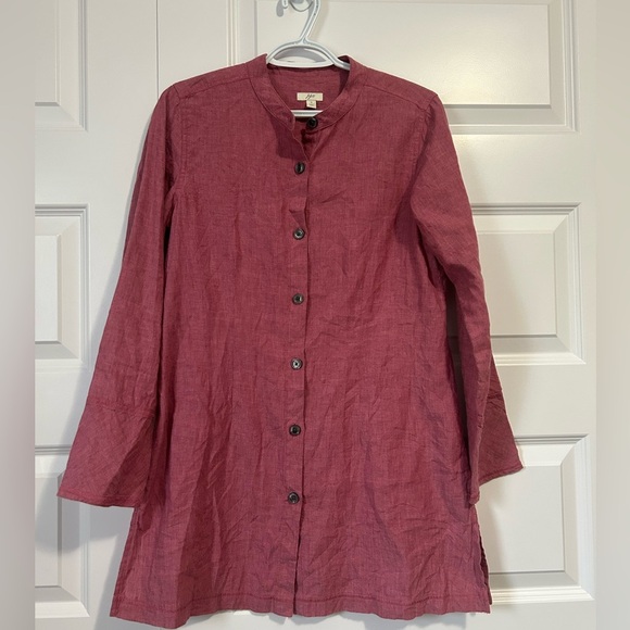 J. Jill Linen Pink Mandarin Collar Tunic - Picture 6 of 9